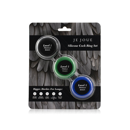 Je Joue Silicone Cock Ring 3-Piece Set Black/Green/Blue