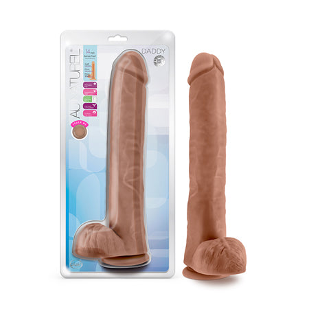 Blush Au Naturel Daddy 14 in. Posable Dual Density Dildo with Balls & Suction Cup Tan