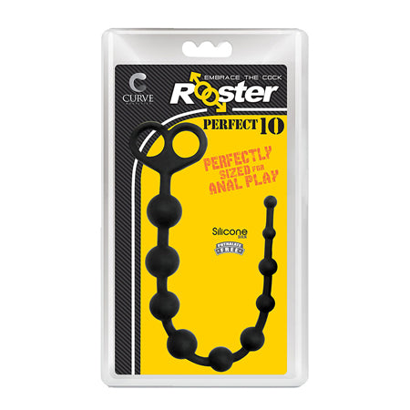 Curve Toys Rooster Perfect 10 Silicone Anal Beads Black