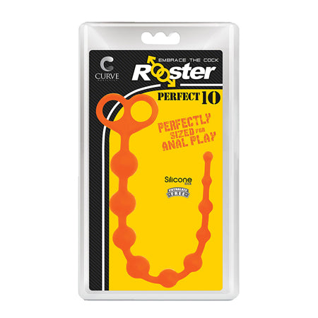 Curve Toys Rooster Perfect 10 Silicone Anal Beads Orange