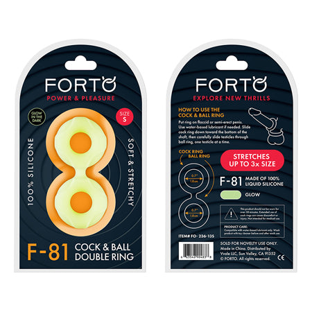 Forto F-81 Liquid Silicone Cock & Ball Double Ring Small Glow