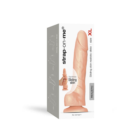 Strap-On-Me Realistic Collection Sliding Skin Dual-Density Silicone Dildo Vanilla XL