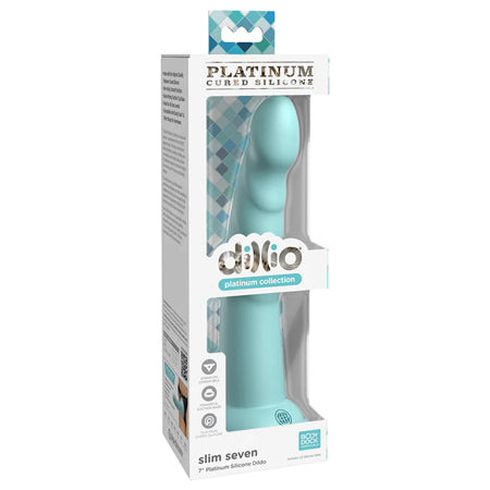 Dillio Platinum Collection Slim Seven 7 in. Silicone Dildo Teal