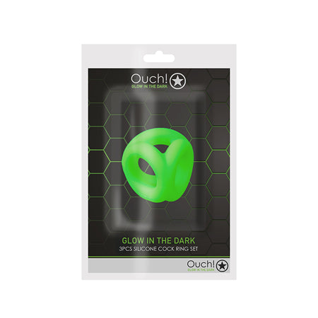 Ouch! Glow in the Dark Silicone Cock & Ball Sling Neon Green