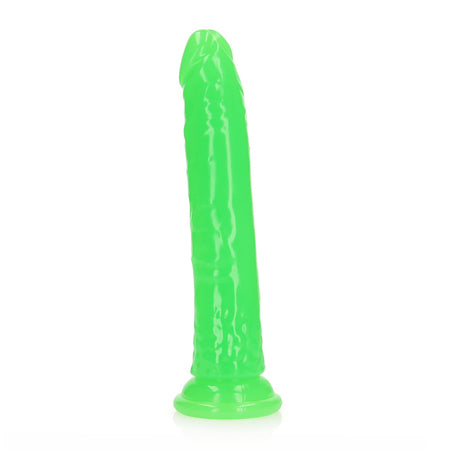 RealRock Glow in the Dark Slim 9 in. Dildo Neon Green