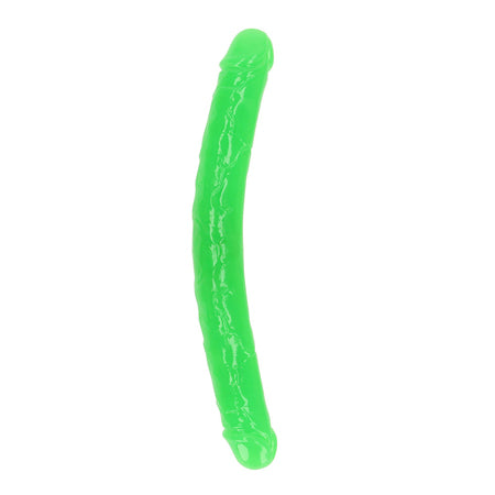 RealRock Glow in the Dark Double Dong 15 in. Dual-Ended Dildo Neon Green