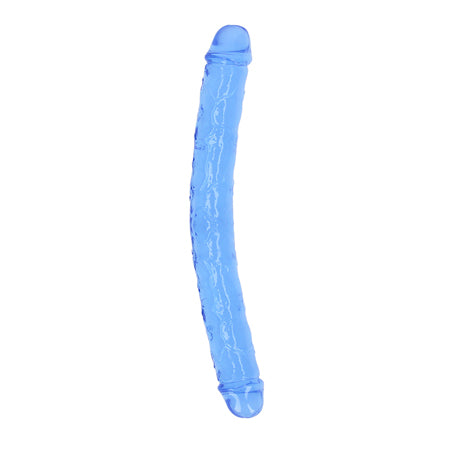 RealRock Crystal Clear Double Dong 13 in. Dual-Ended Dildo Blue