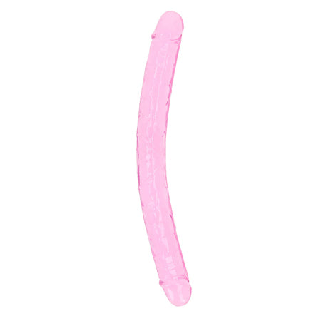 RealRock Crystal Clear Double Dong 18 in. Dual-Ended Dildo Pink