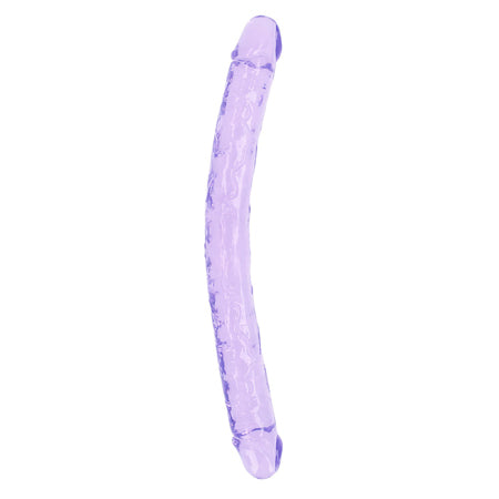 RealRock Crystal Clear Double Dong 18 in. Dual-Ended Dildo Purple