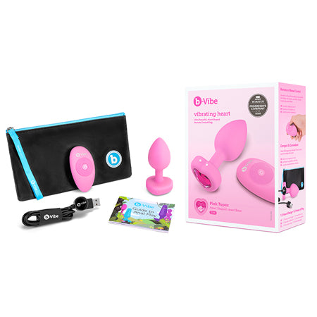 b-Vibe Vibrating Heart Anal Plug with Heart-Shaped Jewel Base S/M Pink