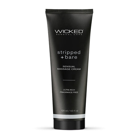 Wicked Stripped + Bare Unscented Sensual Massage Cream 4 oz.