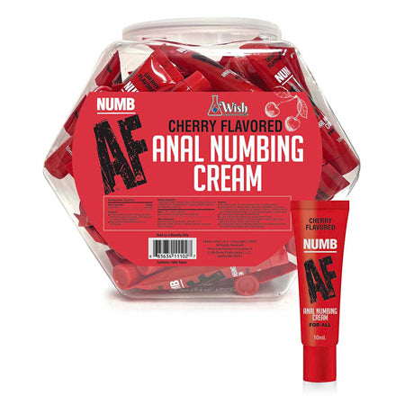 Numb AF Cherry Flavored Anal Numbing Cream 65-Piece Fishbowl Display