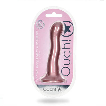 Shots Ouch! Ultra Soft Silicone 7 in. Curvy G-Spot Dildo Rose Gold