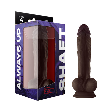 Shaft Model A Liquid Silicone 10.5 in. Dildo with Balls Mahogany